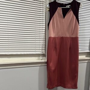 New York & Company Pink and Black Midi Dress